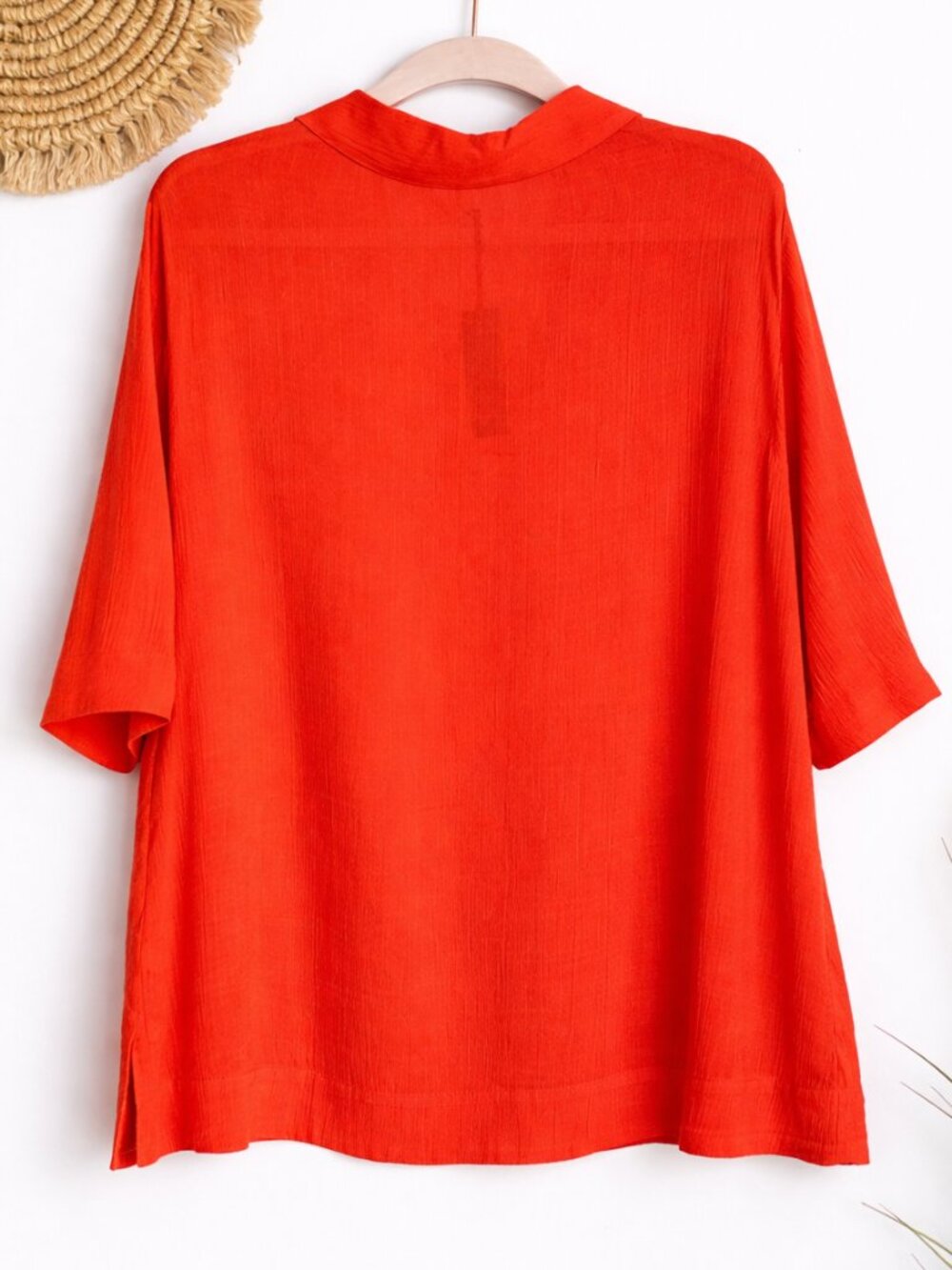 Banana Republic NEW Orange Linen Gauze Tie Tassel Popover Shirt Top SZ Medium - Picture 6 of 12